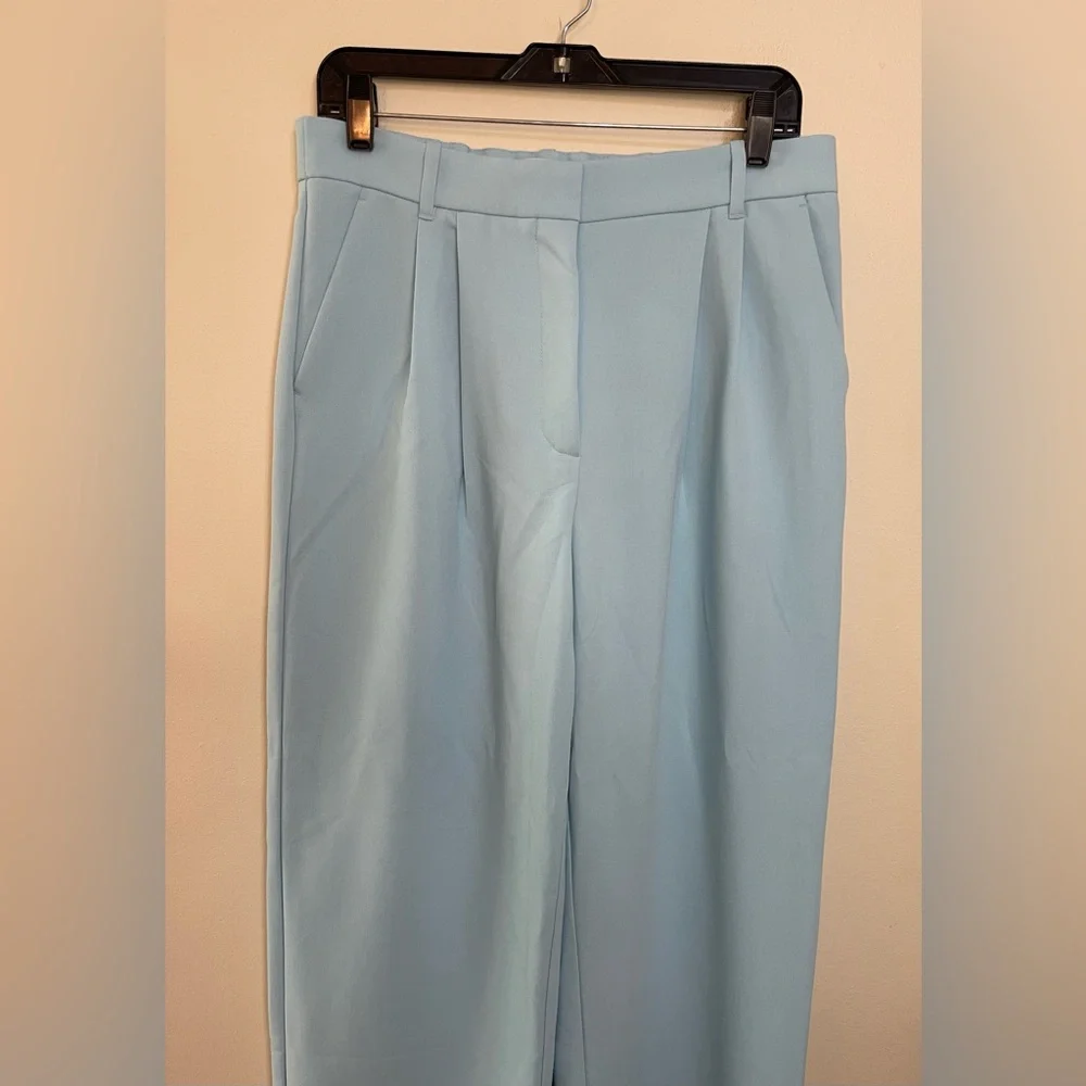 Abercrombie & Fitch Wide Leg Trousers in Bright Blue